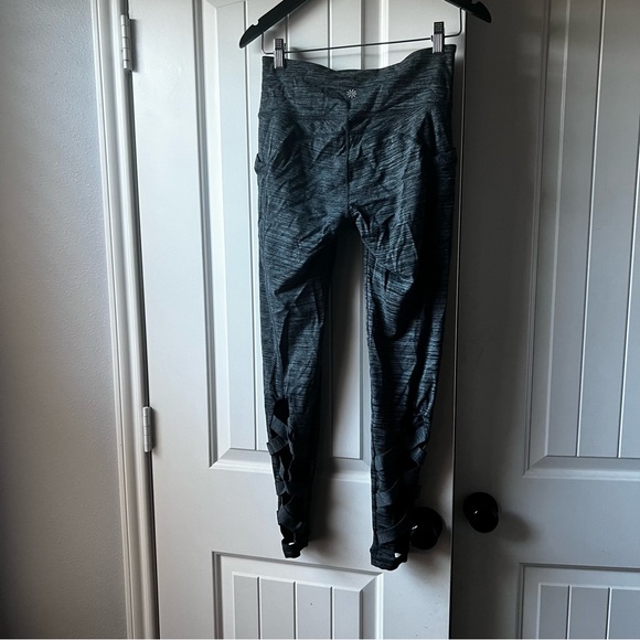 Athleta Heathered Grey Bandage Criss Cross Ankle Leggings Medium - Picture 7 of 7